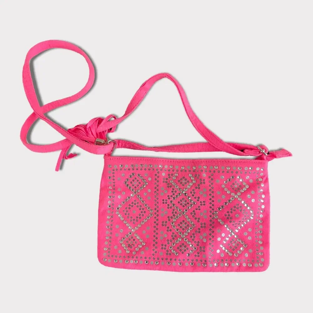 Lot of 2 Justice Purses Pink with Straps and White Blue Cheetah Print